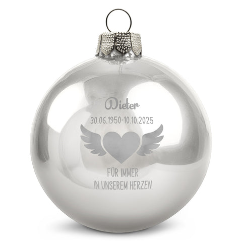 Gravierte Weihnachtskugel - Flügelherz