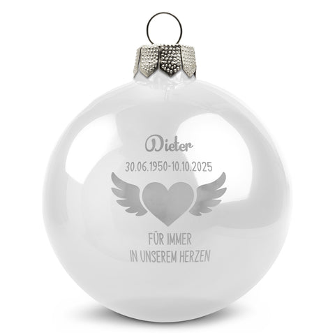 Gravierte Weihnachtskugel - Flügelherz