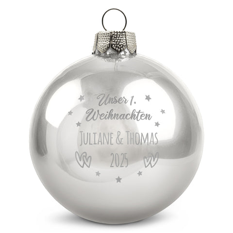 Gravierte Weihnachtskugel - Unser erstes Weihnachten für Paare