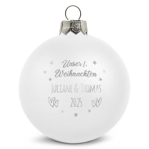 Gravierte Weihnachtskugel - Unser erstes Weihnachten für Paare