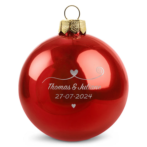 Gravierte Weihnachtskugel - Paar verliebt