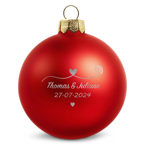 Gravierte Weihnachtskugel - Paar verliebt