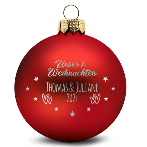 Gravierte Weihnachtskugel - Unser erstes Weihnachten für Paare