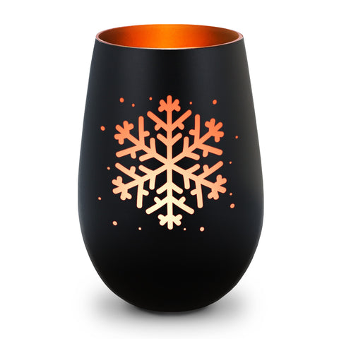 Deko Windlicht aus Glas mit Gravur - Schneeflocke - Weihnachtsdeko zum Verschenken