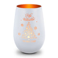 Deko Windlicht aus Glas mit Gravur - Frohe Weihnachten - Personalisiert mit Namen