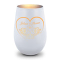 Deko Windlicht aus Glas mit Gravur - Schwanenherz - Personalisiert mit Namen & Datum