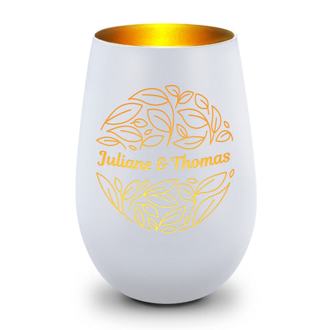 Deko Windlicht aus Glas mit Gravur - Nature Love - Personalisiert mit Name