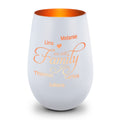 Deko Windlicht aus Glas mit Gravur - We are Family - Personalisiert mit bis zu fünf Namen