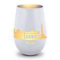 Deko Windlicht aus Glas mit Gravur - Skyline Berlin