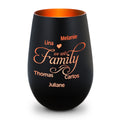 Deko Windlicht aus Glas mit Gravur - We are Family - Personalisiert mit bis zu fünf Namen