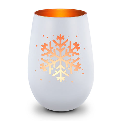 Deko Windlicht aus Glas mit Gravur - Schneeflocke - Weihnachtsdeko zum Verschenken