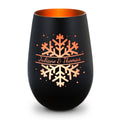 Deko Windlicht aus Glas mit Gravur - Schneeflocke - Personalisiert mit Namen - Geschenk zu Weihnacht