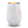 Deko Windlicht aus Glas mit Gravur - Nature Circle Flower - Personalisiert mit Namen