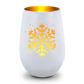 Deko Windlicht aus Glas mit Gravur - Schneeflocke - Weihnachtsdeko zum Verschenken