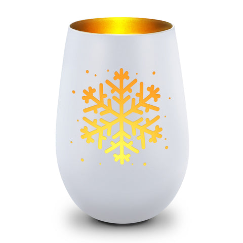 Deko Windlicht aus Glas mit Gravur - Schneeflocke - Weihnachtsdeko zum Verschenken
