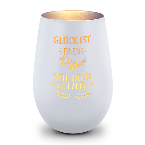 Deko Windlicht aus Glas mit Gravur - Glück ist einen Papa wie Dich zu haben