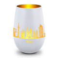 Deko Windlicht aus Glas mit Gravur - Skyline Köln