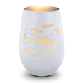 Deko Windlicht aus Glas mit Gravur - We are Family - Personalisiert mit bis zu fünf Namen