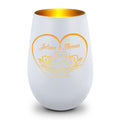 Deko Windlicht aus Glas mit Gravur - Schwanenherz - Personalisiert mit Namen & Datum