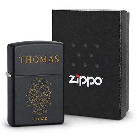 GRAVURZEILE x ZIPPO Personalisiertes Sturmfeuerzeug - Sternzeichen - Windfest und Langlebig - Nachfüllbar
