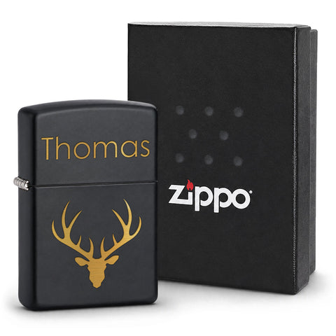 GRAVURZEILE x ZIPPO Personalisiertes Sturmfeuerzeug - Wunschtext & Icon - Windfest und Langlebig - Nachfüllbar