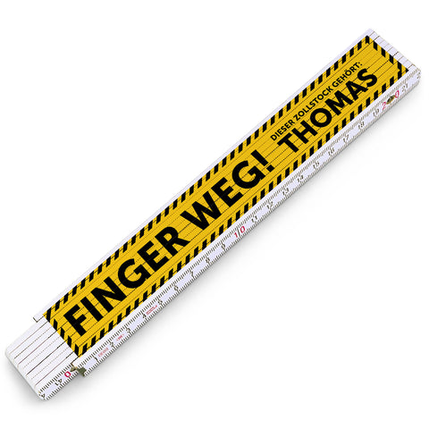 Zollstock 2 Meter mit Gravur - Finger Weg! - Personalisiert mit Namen