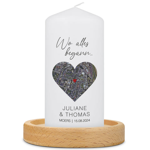 Kleine Kerze "Wo alles begann" - Personalisiertes Geschenk mit Namen, Datum, Ort & Wunschtext (Kopie)