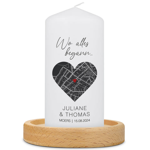 Kleine Kerze "Wo alles begann" - Personalisiertes Geschenk mit Namen, Datum, Ort & Wunschtext (Kopie)
