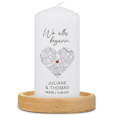 Kleine Kerze "Wo alles begann" - Personalisiertes Geschenk mit Namen, Datum, Ort & Wunschtext (Kopie)