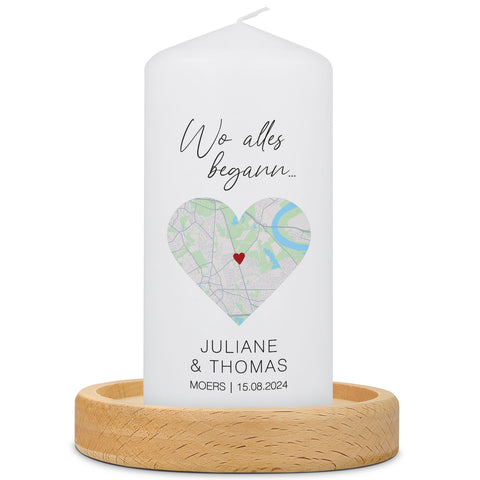 Kleine Kerze "Wo alles begann" - Personalisiertes Geschenk mit Namen, Datum, Ort & Wunschtext (Kopie)