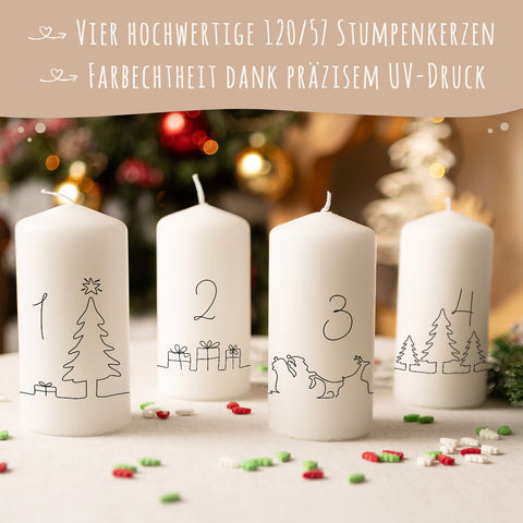 Kleine Kerzen "Advent Linie" - Adventskerzen im 4er Set