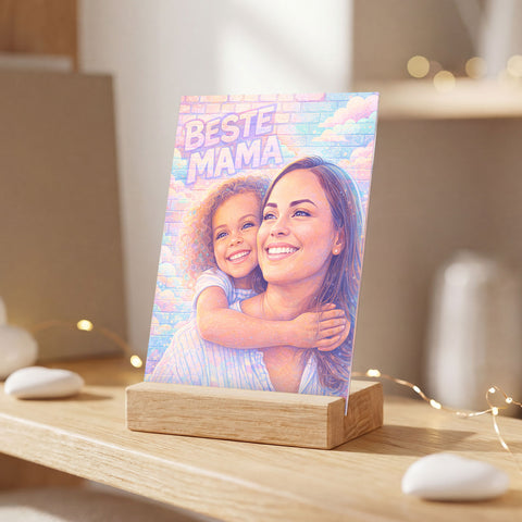 Personalisierter Aufsteller aus Acryl - Beste Mama Streetart - Geschenk mit eigenem Foto