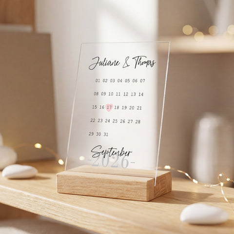 Kalender auf Acrylglas - Personalisiertes Geschenk mit Namen & Datum