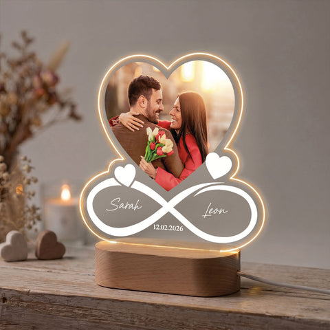 Beleuchtetes LED Acrylglas mit Foto, Namen & Datum - Unendlichkeit