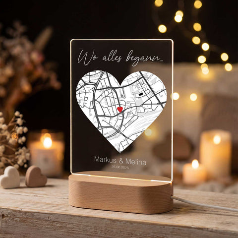 Beleuchtetes LED Acrylglas - Wo alles begann mit Namen