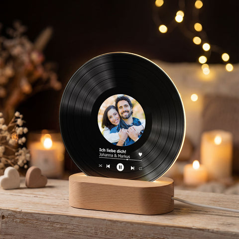 Personalisierte LED Song Cover Schallplatte - Geschenk mit eigenem Foto - Vinyl aus Acrylglas