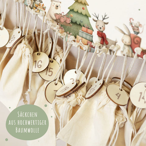 Personalisierter Adventskalender aus Holz mit Druckmotiv & Namen - Festvorbereitung