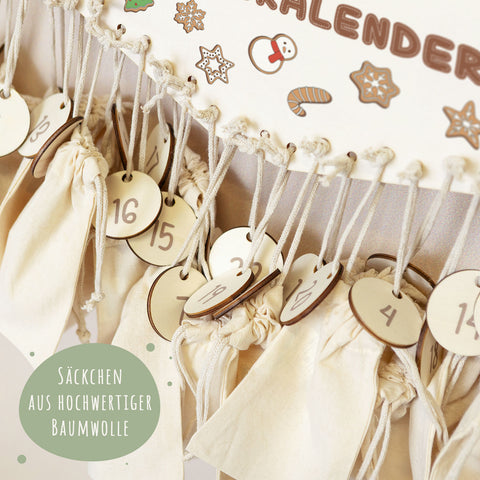 Personalisierter Adventskalender aus Holz mit Druckmotiv & Namen - Lebkuchen
