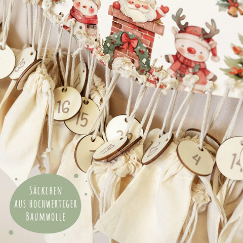 Personalisierter Adventskalender aus Holz mit Druckmotiv & Namen - Nikolaus