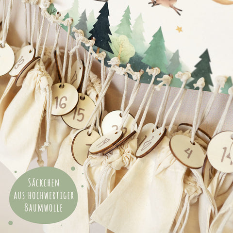 Personalisierter Adventskalender aus Holz mit Druckmotiv & Namen - Schlitten