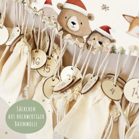 Personalisierter Adventskalender aus Holz mit Druckmotiv & Namen - Weihnachtsgruppe