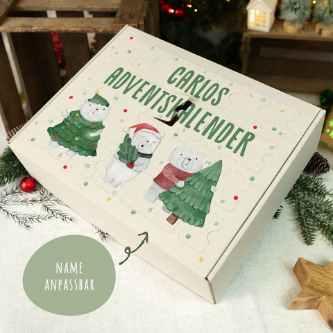 Personalisierter DIY Adventskalender mit Eisbären Design zum selbst Befüllen