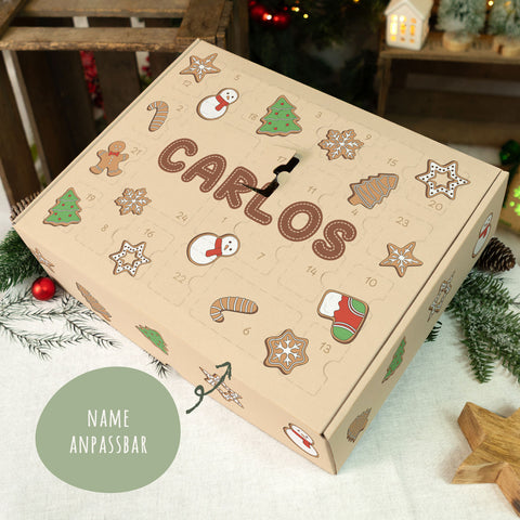 Personalisierter DIY Adventskalender mit Lebkuchen Design zum selbst Befüllen