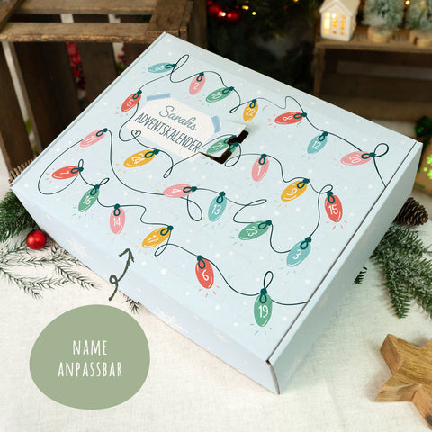 Personalisierter DIY Adventskalender mit Lichterkette Design zum selbst Befüllen