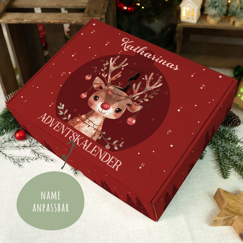 Personalisierter DIY Adventskalender mit Rentier Design zum selbst Befüllen