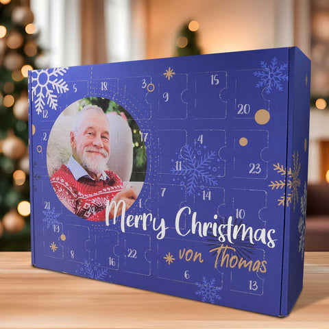 Personalisierter DIY Adventskalender Fotomotiv Kreis mit Foto & Namen zum selbst Befüllen