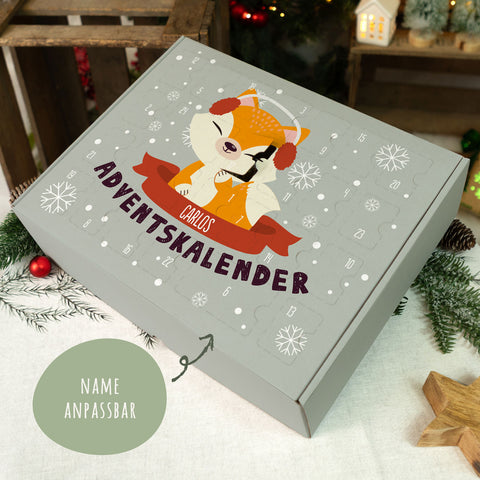 Personalisierter DIY Adventskalender mit Weihnachtstiere Design zum selbst Befüllen