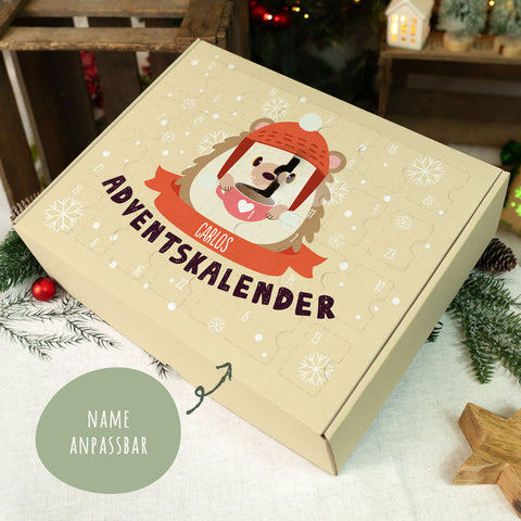 Personalisierter DIY Adventskalender mit Weihnachtstiere Design zum selbst Befüllen
