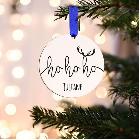 Christbaumschmuck aus Holz - Hohoho - Weihnachtsanhänger mit Namen