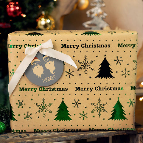 Christbaumschmuck aus Holz - Cool Santa - Weihnachtsanhänger mit Namen